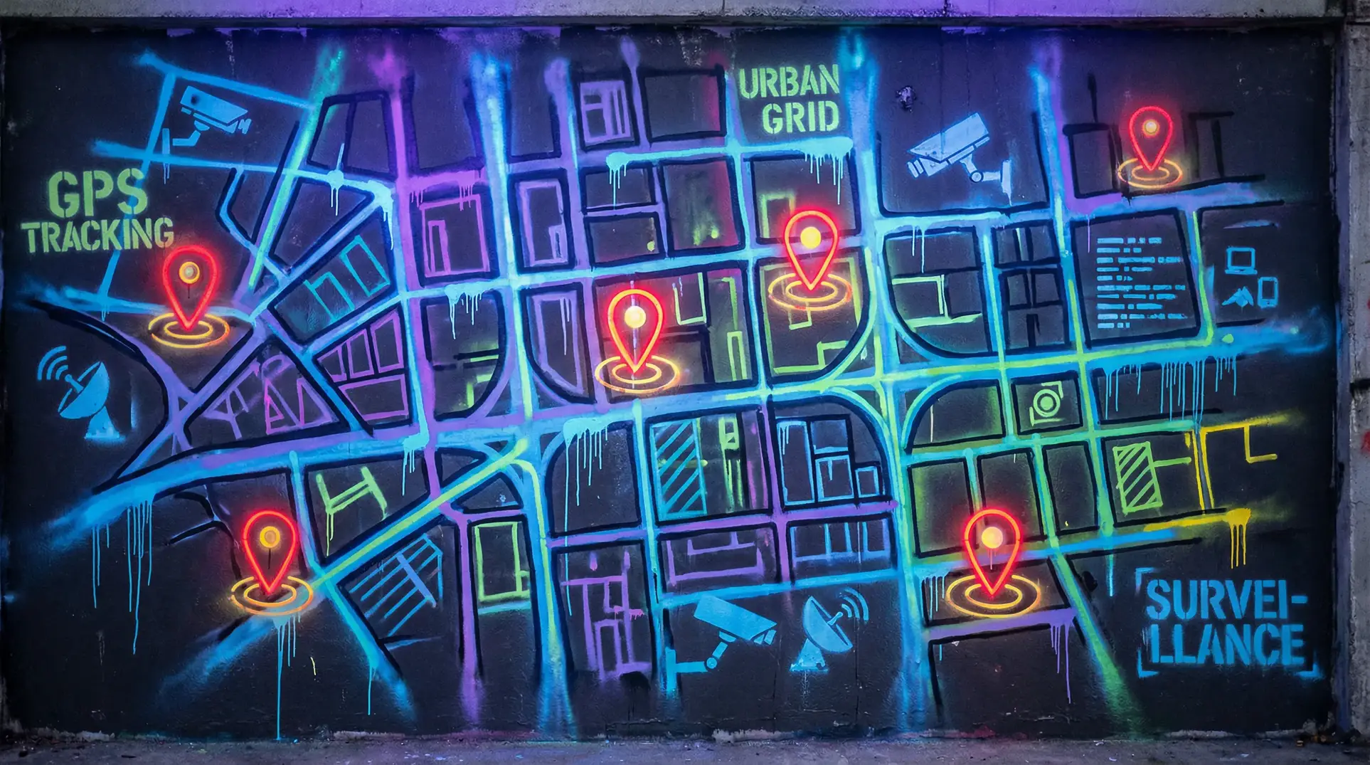 生活片1级 狗仔追踪地图 - 城市涂鸦风格